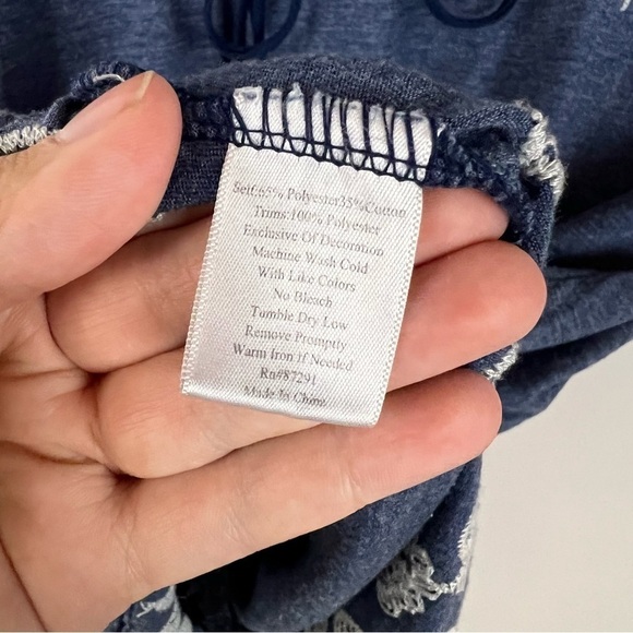 Johnny Was Blue Embroidered Drawstring Waist Asymmetrical Dress Bohemian Boho - Picture 4 of 6